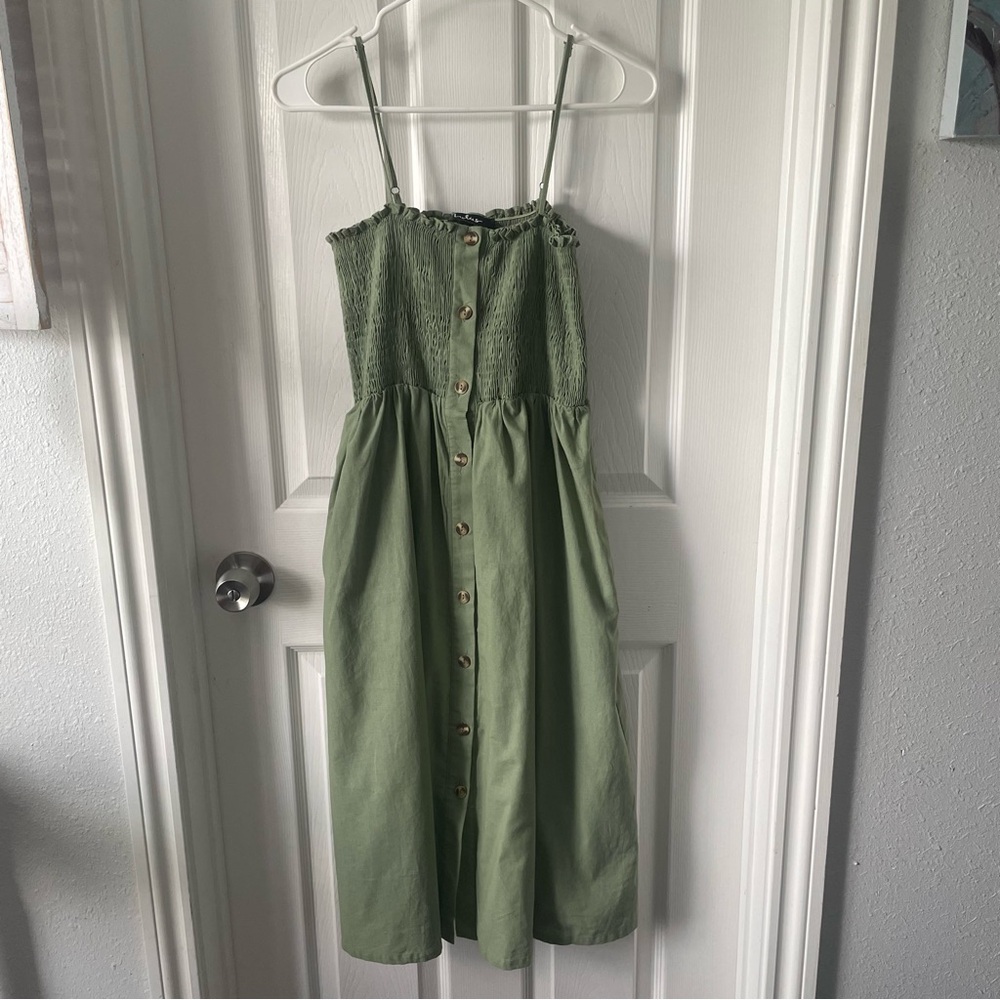 Lulu's Sage Green Smocked Dress